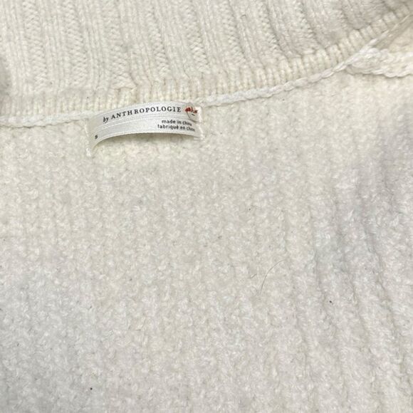 BY ANTHROPOLOGIE Women’s Ivory Cream Shawl Collar Button Front Cropped Cardigan - Picture 4 of 6